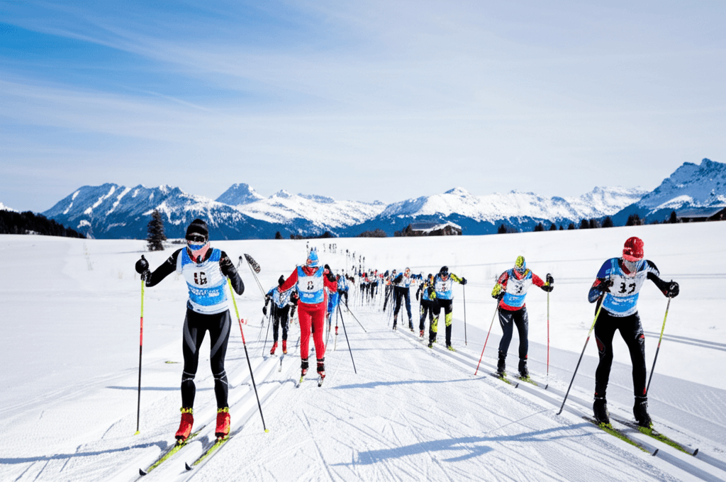 Engadiner Skimarathon mit vielen Teilnehmern auf der Loipe